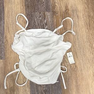 aerie White Ribbed Kids One-Piece with Adjustable Ties
